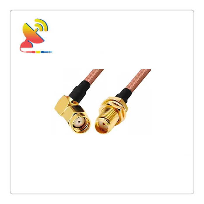 C&T RF Antennas Inc. - RP-SMA Male Right-Angle to SMA Female RG400 Coaxial Cable Assembly RP-SMA Pigtail
