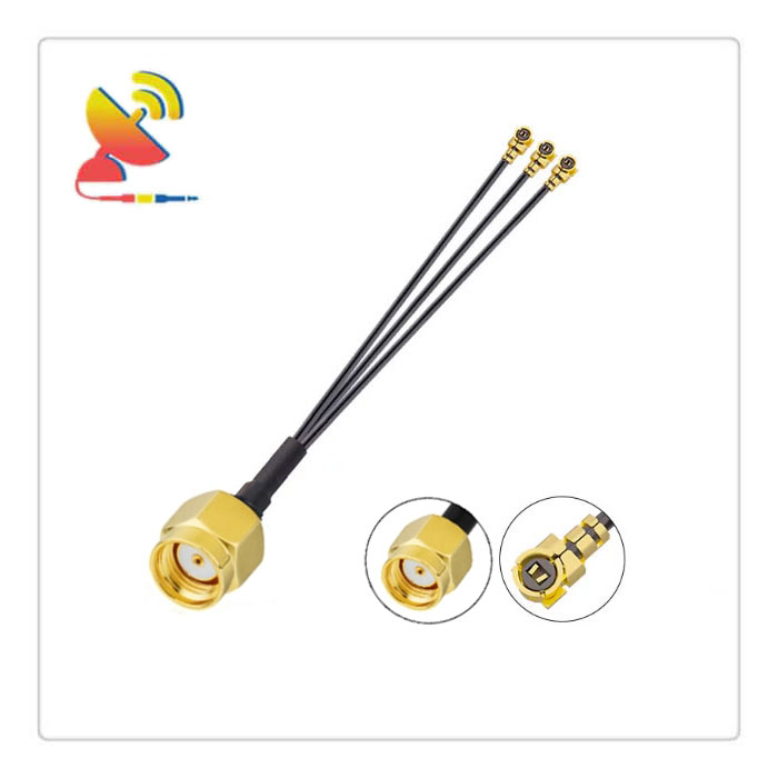 C&T RF Antennas Inc - RP-SMA Male to UFL x3 Splitter RG1.13 Coax Cable Adapter Manufacturer