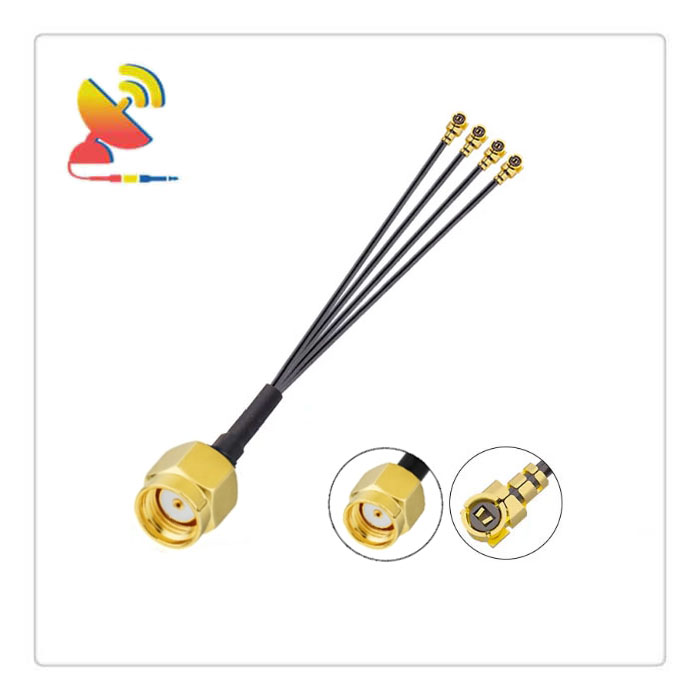 C&T RF Antennas Inc - RP-SMA Male to UFL x4 Splitter RG1.13 Coax Cable Adapter Manufacturer
