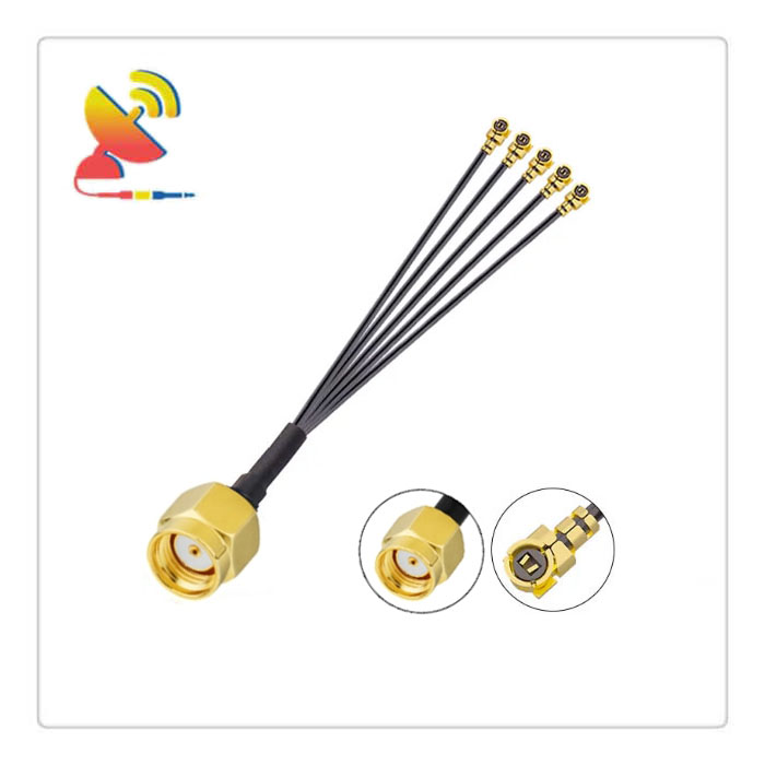 C&T RF Antennas Inc - RP-SMA Male to UFL x5 Splitter RG1.13 Coax Cable Adapter Manufacturer