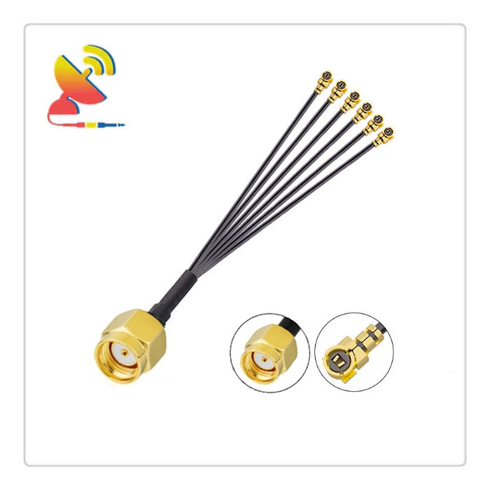 C&T RF Antennas Inc - RP-SMA Male to UFL x6 Splitter RG1.13 Coax Cable Adapter Manufacturer